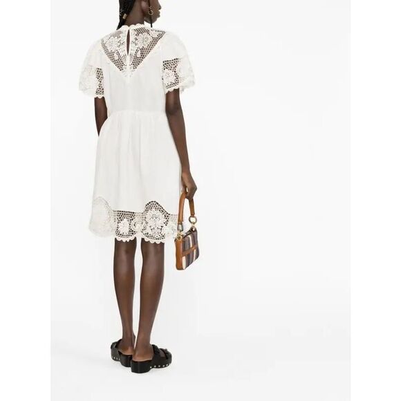 ULLA JOHNSON  Lace-Embellished Short-Sleeve Dress - Picture 3 of 12